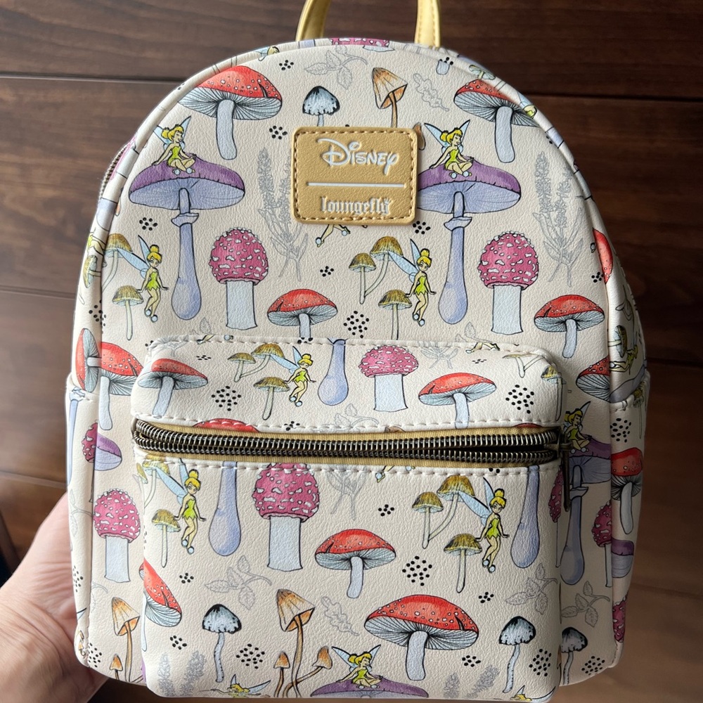 LOUNGEFLY DISNEY PETER PAN TINKER BELL Mushroom MINI BACKPACK!